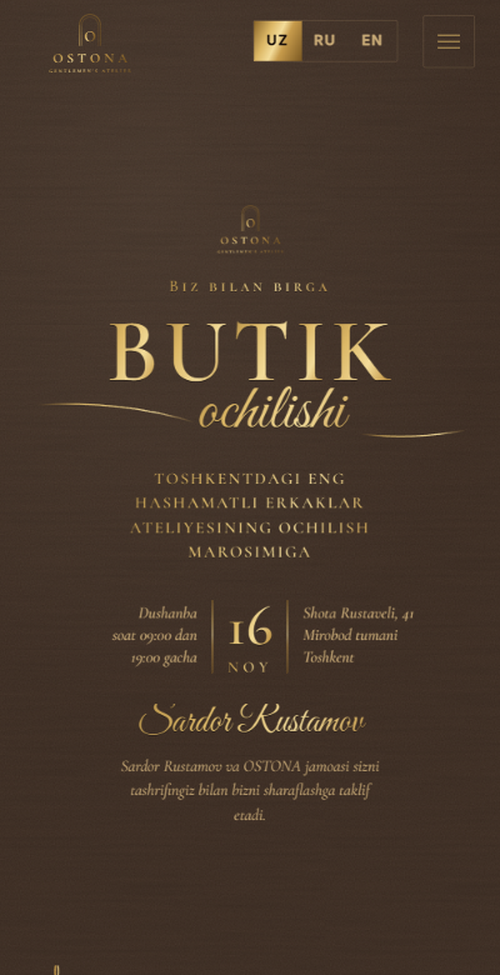 OSTONA · Grand opening shabloni